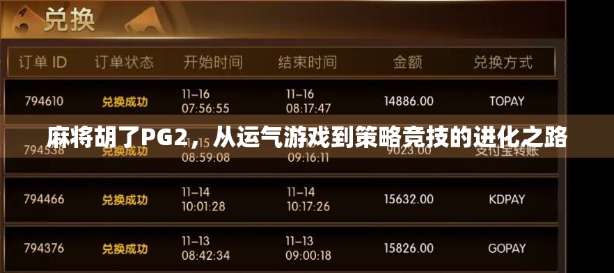 麻将胡了PG2，从运气游戏到策略竞技的进化之路