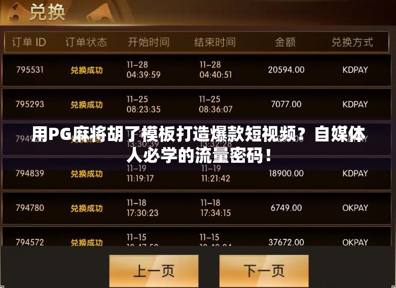用PG麻将胡了模板打造爆款短视频？自媒体人必学的流量密码！
