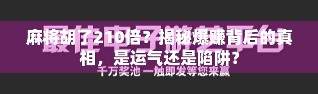 麻将胡了210倍？揭秘爆赚背后的真相，是运气还是陷阱？