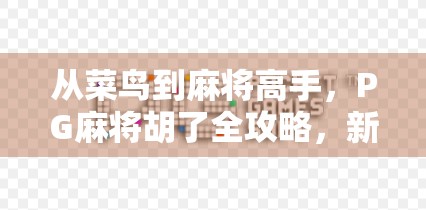 从菜鸟到麻将高手，PG麻将胡了全攻略，新手也能秒变老司机！